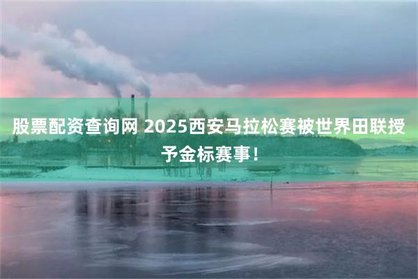 股票配资查询网 2025西安马拉松赛被世界田联授予金标赛事！