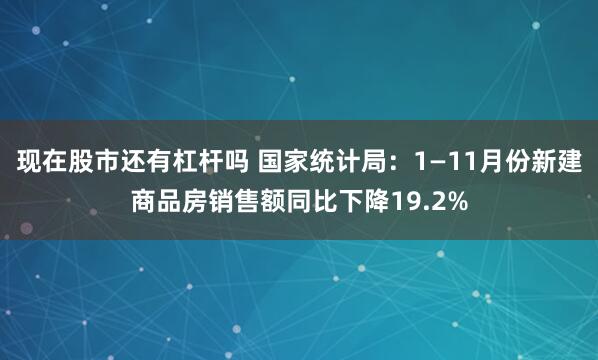 现在股市还有杠杆吗 国家统计局：1—11月份新建商品房销售额同比下降19.2%