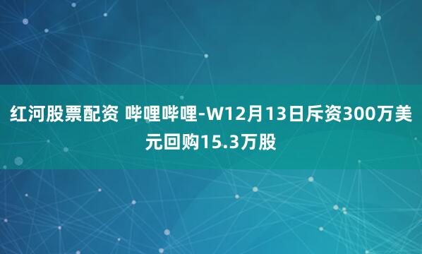 红河股票配资 哔哩哔哩-W12月13日斥资300万美元回购15.3万股