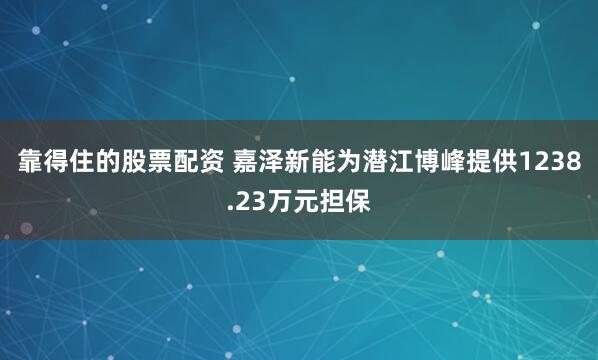 靠得住的股票配资 嘉泽新能为潜江博峰提供1238.23万元担保